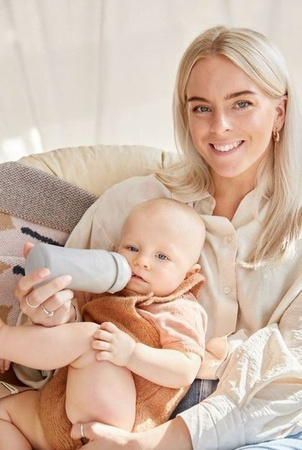 Everyday Baby, Szklana butelka ze smoczkiem M, 240 ml Szary