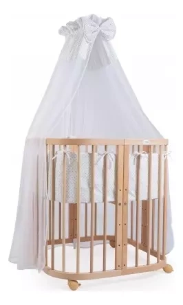 Waldin Wyposażenie do Łóżeczka 7w1 Szare / Kropki