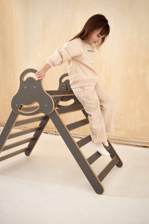 Tupti.wood Drabinka Pikler + Duża Zjeżdżalnia Drabinka Szara