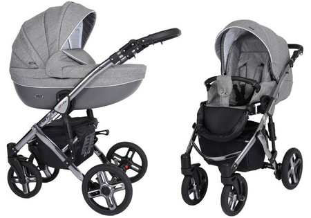 Kunert Mila Premium Wózek Głęboko-Spacerowy 2w1 Grafit + Jeans Grafitowa Rama Koła Żelowe