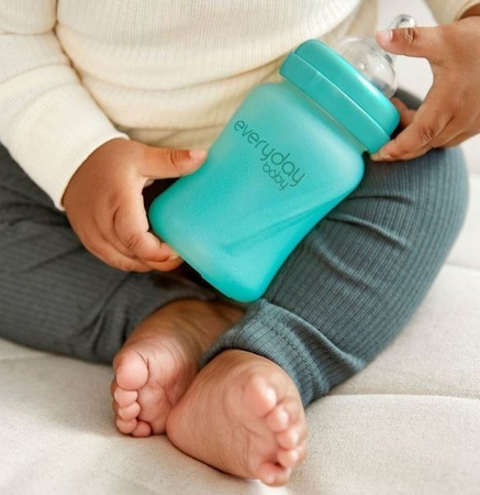 Everyday Baby, Szklana butelka ze smoczkiem S reagująca na temperaturę, 150 ml Turkusowy