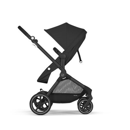Cybex Eos Basic 3w1 Wózek Głęboko-Spacerowy Rama Czarna + Adaptery + Fotelik Aton B2 I-Size Moon Black + Baza One + Materac do Gondoli