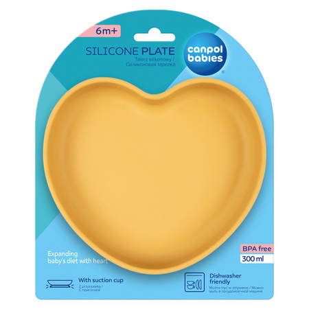 Canpol Babies Silikonowy Talerz z Przyssawką Serce Żółty 80/309_yel