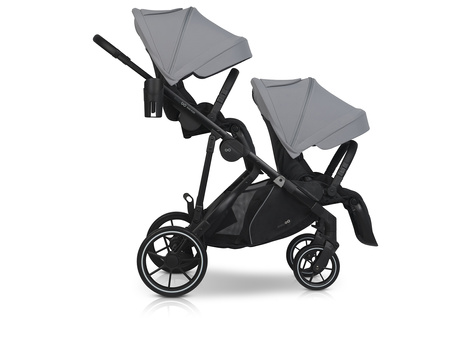 Easy Go Duoflex Wózek Głęboko-Spacerowy Bliźniaczy Rok po Roku Cloudy Gray 2 Siedziska 2 Gondole