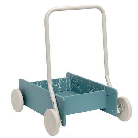 Micki Drewniany Chodzik Pchacz do Nauki Chodzenia Niebieski