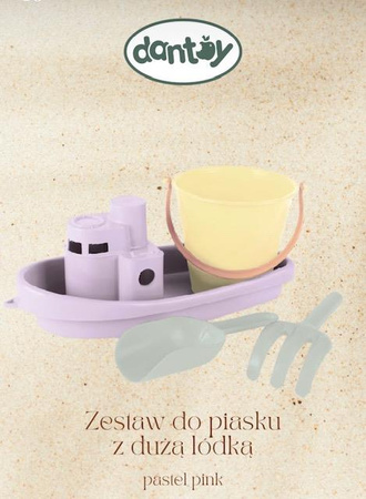 Dantoy Zestaw do piasku z dużą łódką lila