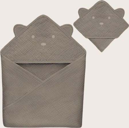 Lionelo Ręcznik kąpielowy z kapturkiem Muslin Hooded Towel Beige Cappuccino