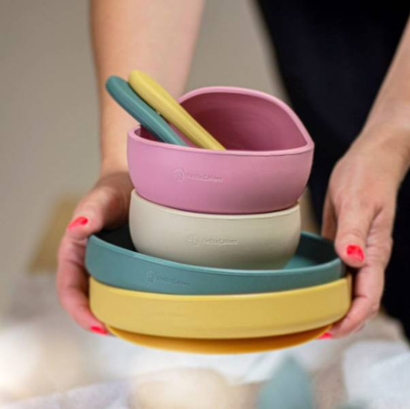 Petite&Mars Take&Match Silikonowy Talerzyk z Przyssawką 6m+ Misty Green