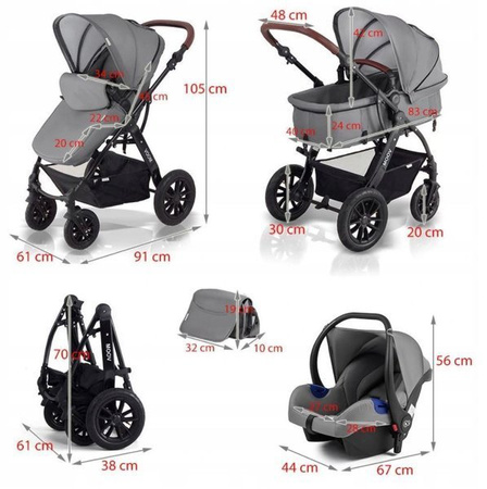 KinderKraft Moov Wózek Wielofunkcyjny 3w1 Grey Melange