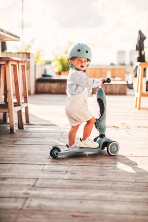 Scootandride Highwaykick 1 Jeździk i Hulajnoga 2w1 1-5 Lat S+ Zestaw Ochraniaczy dla Dzieci XXS Steel