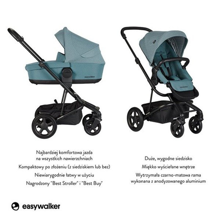 Easywalker Harvey 2 Wózek głęboko-spacerowy (zawiera stelaż, siedzisko z budką i pałąkiem) Ocean Blue