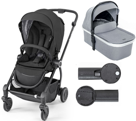 Espiro Galaxy Wózek Głęboko-Spacerowy + Gondola Una + Adaptery Zestaw 2w1 10 Onyx + Grey Center