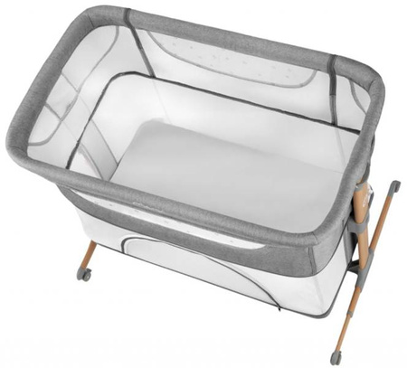 MoMi Smart Bed Łóżeczko Dostawne Kojec 4w1 Grey + Torba Transportowa