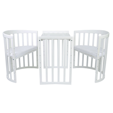 Waldin Łóżeczko Dziecięce Owalne 7w1 z Materacem Białe