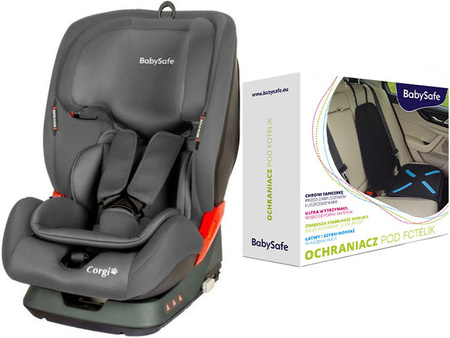 BabySafe Corgi Fotelik Samochodowy 9-36 kg + Ochraniacz Fotela Samochodowego GRATIS Grey