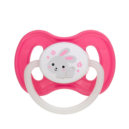 Canpol Babies Bunny&Company Smoczek uspokajający silikonowy symetryczny 6-18 m 23/269_pin Różowy