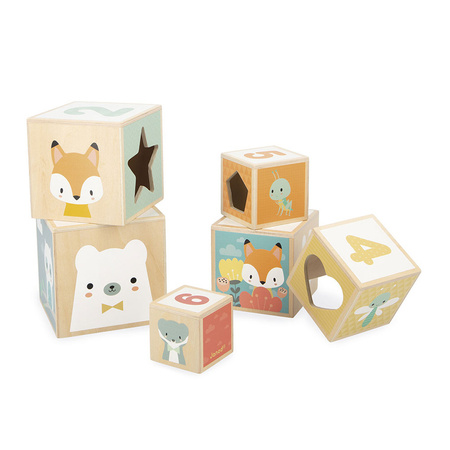 Janod Piramida wieża drewniana 6 el. Pure 12 m+