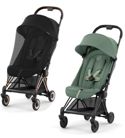 Cybex Coya Wózek Spacerowy Rama Matt Black Leaf Green + Cybex Coya Moskitiera Black