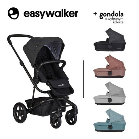 Easywalker Harvey 2 Wózek Głęboko-Spacerowy Night Black (zawiera stelaż, siedzisko z budką i pałąkiem)