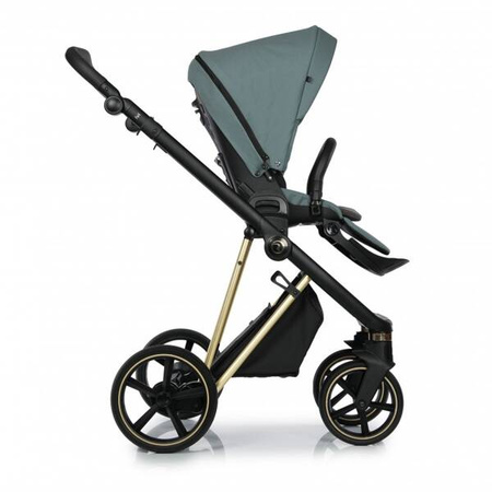 Roan Ivi 2.0 Wóżek Głęboko-Spacerowy Rama Gold Pine Green + Cybex Aton B2 i-Size Fotelik Samochodowy 0-13kg + Baza One Volcano Black