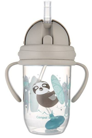 Canpol Babies Exotic Kubek Niekapek z Rurką i Odważnikiem 270ml 56/606 Grey