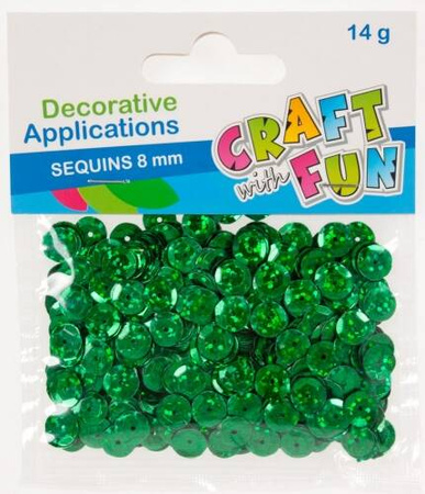 Craft With Fun Cekiny Metaliczne Okrągłe 8mm Zielone