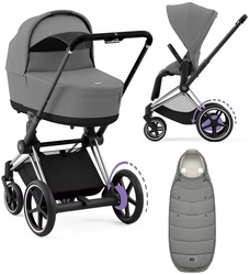 Cybex e-Priam 3.0 Wózek Głęboko-Spacerowy Mirage Grey + Cybex Platinum Śpiworek