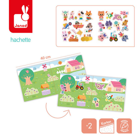 Janod Zestaw kreatywny Grube naklejki wielokrotnego użytku My arts & crafts 2+