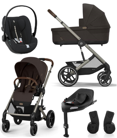 Cybex Balios S Lux 2.0 Wózek Głęboko-Spacerowy Chocolate Brown + Cloud G I-Size Fotelik Samochodowy 0-13kg + Baza G + Adaptery