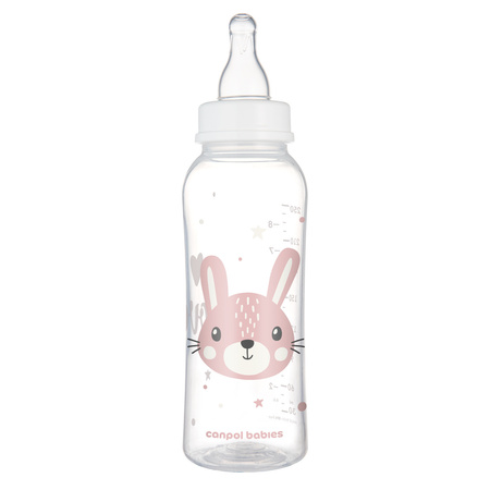 Canpol babies Butelka standardowa wąska 250 ml CUTE ANIMALS różowa