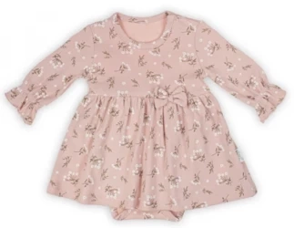 Nicol Sukienko-Body Długi Rękaw 80 Różowy