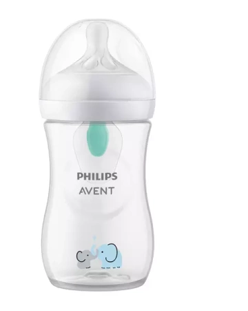Avent Natural 3 Butelka Responsywna z Nakładką Antykolkową AirFree 1m+ 260ml Słonik