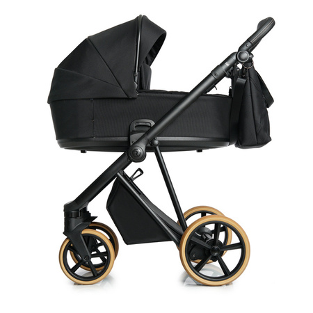 Roan Ivi 2.0 Vintage Wózek Głęboko-Spacerowy Caviar + Cybex Aton B2 i-Size Fotelik Samochodowy 0-13kg + Baza One Volcano Black