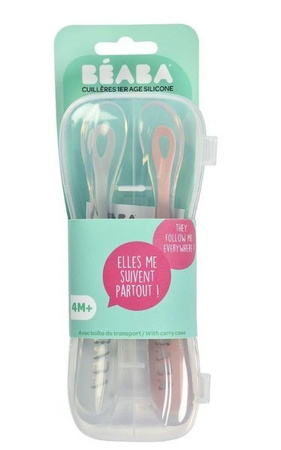 Beaba Zestaw Łyżeczek Silikonowych 4m+ Old Pink