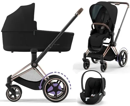 Cybex E-Priam 4.0 Wózek Głęboko-Spacerowy + Cloud T i-Size Fotelik Samochodowy 0-13kg Sepia Black