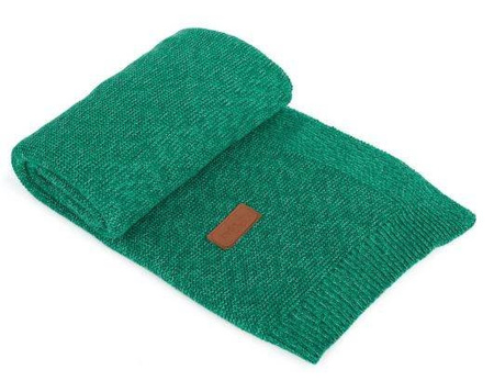 Ceba Kocyk dziany (90x90) Splot francuski szmaragdowy