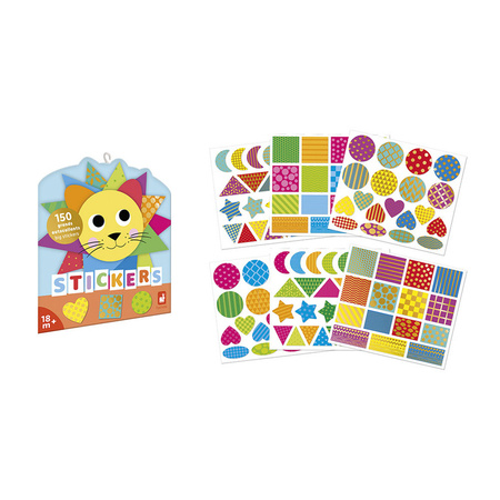 Janod Duże naklejki na arkuszach 150 szt. Figury geometryczne 18m+