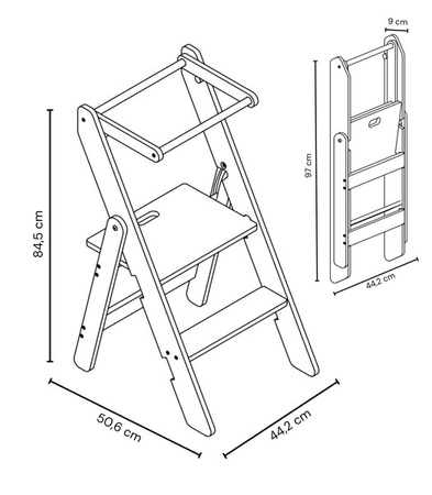 Baby Wood Kitchen Helper Składany Naturalny