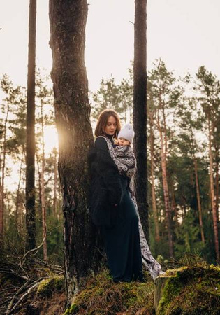 LennyLamb Żakardowa Chusta Do Noszenia Dzieci 74%Bawełna 26% Jedwab FOLKOWE SERCA NOSTALGIA rozm M