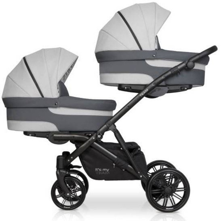 Riko Team Wózek Bliźniaczy Rok Po Roku Głęboko-Spacerowy Grey Fox