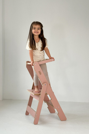 Baby Wood Kitchen Helper Składany Różowy