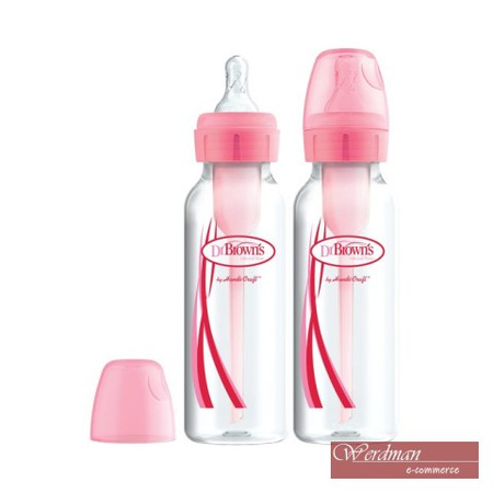 Dr Brown′s BUTELKA WĄSKA 250ML OPTIONS 2 PAK RÓŻOWY