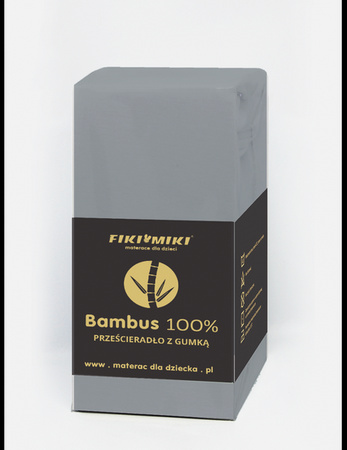 Fiki Miki Prześcieradło Bambusowe Szare Rozmiar 120x60 cm