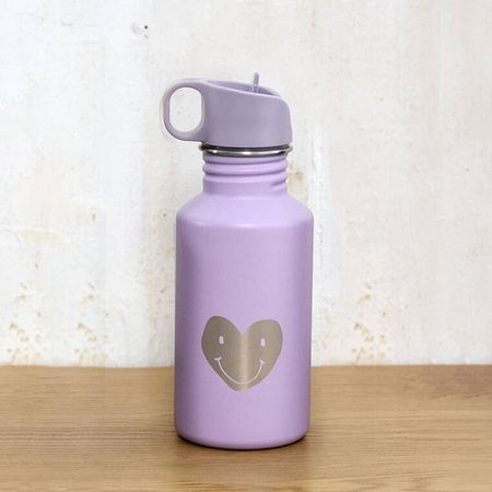 Lassig Bidon ze stali nierdzewnej z ustnikiem i uchwytem 500 ml Little Gang Heart lilac