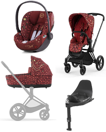 Cybex e-Priam 4.0 Wózek Głęboko-Spacerowy + Cloud T I-Size Fotelik + Baza Rosenrot Red by Alec Voelkel