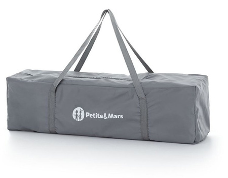 Petite&Mars Nyja Łóżeczko Turystyczne z Torbą Do Przenoszenia Teddy Biker Grey