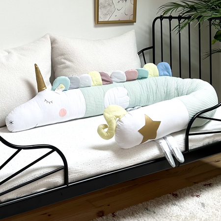 SenLove Poduszka Wałek Ochraniacz do Łóżka Jednorożec Miętowy