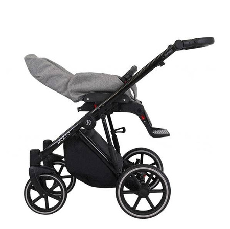 Kunert Molto Wózek Głęboko-Spacerowy 2w1 Grafit Jeans + Kwiaty Czarna Rama Koła Żelowe