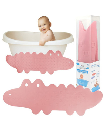 Bocioland Mata Antypoślizgowa do Kąpieli Krokodyl Różowa