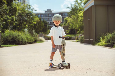 Scootandride Highwaykick 1 Jeździk i Hulajnoga 2w1 1-5 lat + Scootandride Kask S-M Olive